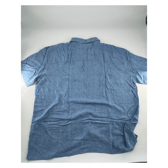 Island Shores Shirt Mens XXL Blue Hawaiian Short Sleeve Button Up Cruise Summer - Picture 8 of 8
